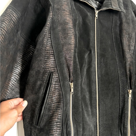 RARE VINTAGE G4000 Genuine Black Leather Jacket Size Medium Men’s Snakeskin 80s - Picture 4 of 10